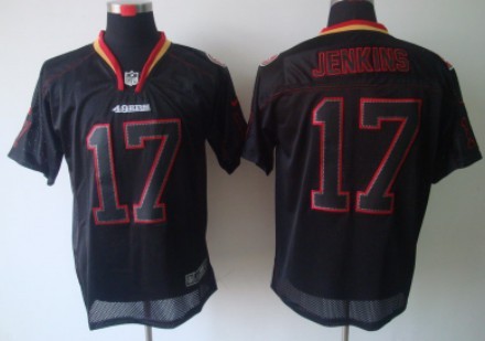 Nike San Francisco 49ers #17 A.J. Jenkins Lights Out Black Elite Jersey 