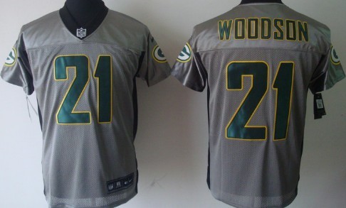 Nike Green Bay Packers #21 Charles Woodson Gray Shadow Elite Jersey 