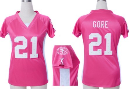 Nike San Francisco 49ers #21 Frank Gore 2012 Pink Womens Draft Him II Top Jersey