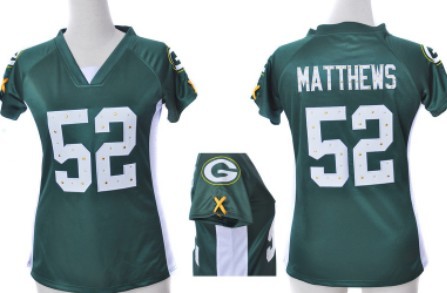 Nike Green Bay Packers #52 Clay Matthews 2012 Green Womens Draft Him II Top Jersey 