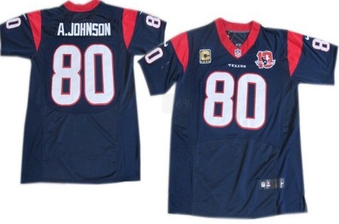 Nike Houston Texans #80 Andre Johnson Blue Elite C Patch Jersey