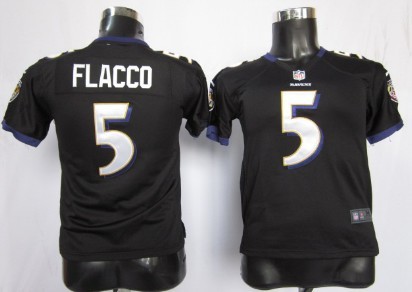 Nike Baltimore Ravens #5 Joe Flacco Black Game Kids Jersey 