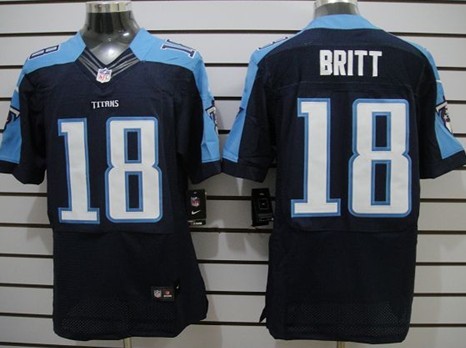 Nike Tennessee Titans #18 Kenny Britt Navy Blue Elite Jersey