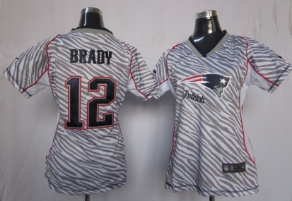 Nike New England Patriots #12 Tom Brady 2012 Womens Zebra Fashion Jersey