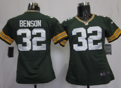 Nike Green Bay Packers #32 Cedric Benson Green Game Womens Jersey