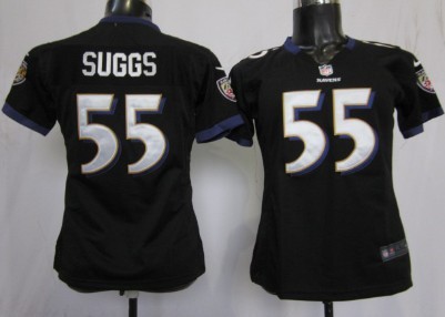 Nike Baltimore Ravens #55 Terrell Suggs Black Game Womens Jersey