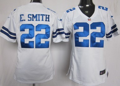 Nike Dallas Cowboys #22 Emmitt Smith White Game Womens Jersey 