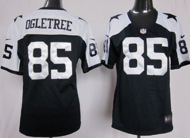 Nike Dallas Cowboys #85 Kevin Ogletree Blue Thanksgiving Game Womens Jersey 