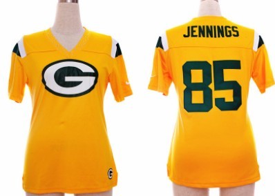 Nike Green Bay Packers #85 Greg Jennings 2012 Yellow Womens Field Flirt Fashion Jersey 