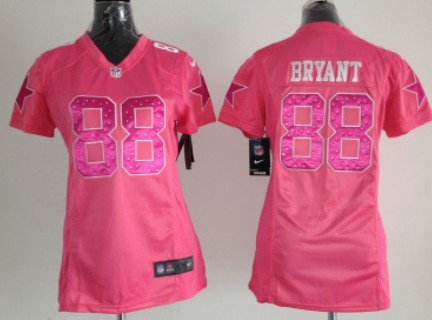 Nike Dallas Cowboys #88 Dez Bryant Pink Sweetheart Diamond Womens Jersey 