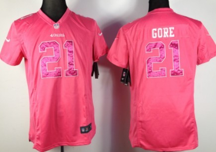 Nike San Francisco 49ers #21 Frank Gore Pink Sweetheart Diamond Womens Jersey 