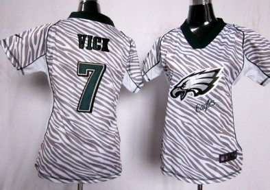 Nike Philadelphia Eagles #7 Michael Vick 2012 Womens Zebra Fashion Jersey 