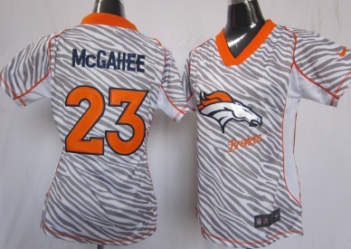 Nike Denver Broncos #23 Willis McGahee 2012 Womens Zebra Fashion Jersey 