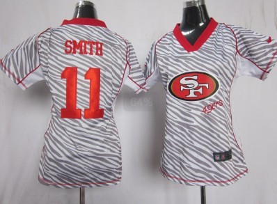 Nike San Francisco 49ers #11 Alex Smith 2012 Womens Zebra Fashion Jersey 