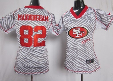 Nike San Francisco 49ers #82 Mario Manningham 2012 Womens Zebra Fashion Jersey 