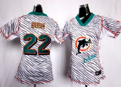 Nike Miami Dolphins #22 Reggie Bush 2012 Womens Zebra Fashion Jersey 