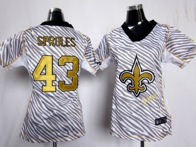 Nike New Orleans Saints #43 Darren Sproles 2012 Womens Zebra Fashion Jersey 