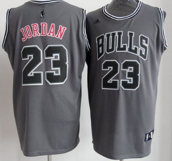 Chicago Bulls #23 Michael Jordan Gray Shadow Jersey