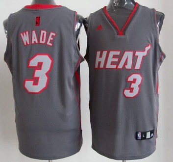 Miami Heat #3 Dwyane Wade Gray Shadow Jersey 