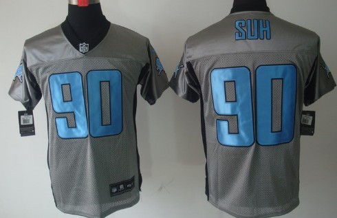 Nike Detroit Lions #90 Ndamukong Suh Gray Shadow Elite Jersey 