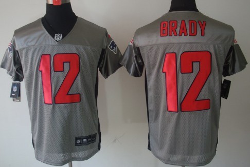 Nike New England Patriots #12 Tom Brady Gray Shadow Elite Jersey 