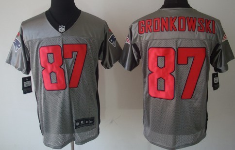 Nike New England Patriots #87 Rob Gronkowski Gray Shadow Elite Jersey 