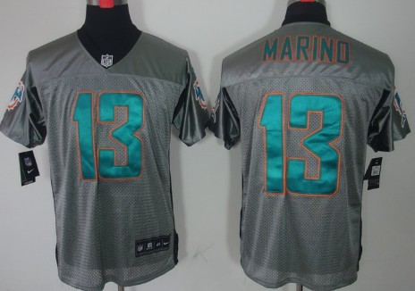 Nike Miami Dolphins #13 Dan Marino Gray Shadow Elite Jersey 