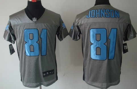 Nike Detroit Lions #81 Calvin Johnson Gray Shadow Elite Jersey 