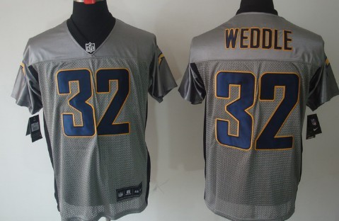 Nike San Diego Chargers #32 Eric Weddle Gray Shadow Elite Jersey 