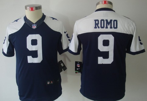 Nike Dallas Cowboys #9 Tony Romo Blue Thanksgiving Limited Kids Jersey 