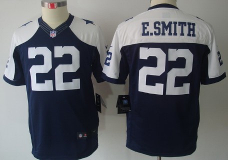 Nike Dallas Cowboys #22 Emmitt Smith Blue Thanksgiving Limited Kids Jersey 