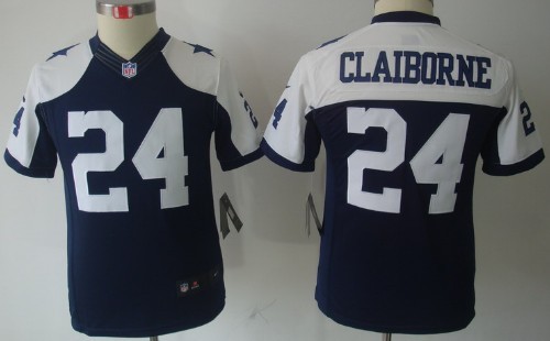 Nike Dallas Cowboys #24 Morris Claiborne Blue Thanksgiving Limited Kids Jersey 