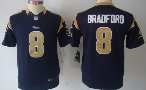 Nike St. Louis Rams #8 Sam Bradford Navy Blue Limited Kids Jersey 