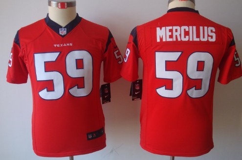 Nike Houston Texans #59 Whitney Mercilus Red Limited Kids Jersey 