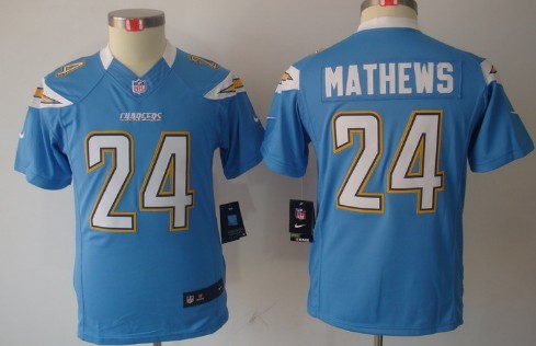 Nike San Diego Chargers #24 Ryan Mathews Light Blue Limited Kids Jersey 