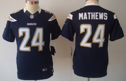 Nike San Diego Chargers #24 Ryan Mathews Navy Blue Limited Kids Jersey 