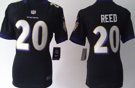 Nike Baltimore Ravens #20 Ed Reed Black Game Womens Jersey 