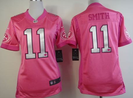 Nike San Francisco 49ers #11 Alex Smith Pink Love Womens Jersey 