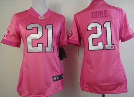 Nike San Francisco 49ers #21 Frank Gore Pink Love Womens Jersey 