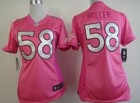 Nike Denver Broncos #58 Von Miller Pink Love Womens Jersey 