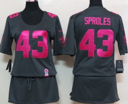 Nike New Orleans Saints #43 Darren Sproles Breast Cancer Awareness Gray Womens Jersey 