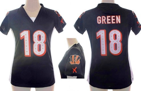 Nike Cincinnati Bengals #18 A.J. Green 2012 Black Womens Draft Him II Top Jersey 