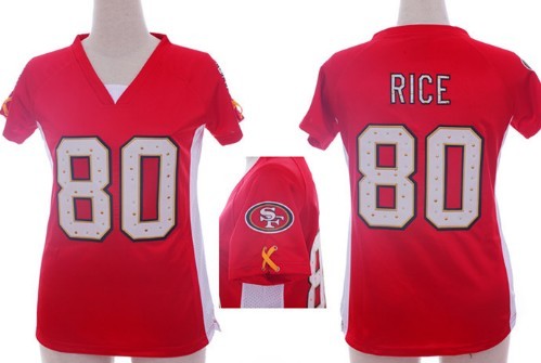 Nike San Francisco 49ers #80 Jerry Rice 2012 Red Womens Draft Him II Top Jersey 