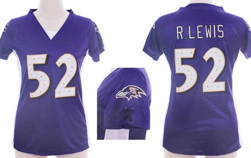 Nike Baltimore Ravens #52 Ray Lewis 2012 Purple Womens Draft Him II Top Jersey 