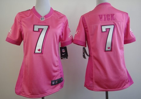 Nike Philadelphia Eagles #7 Michael Vick Pink Love Womens Jersey 