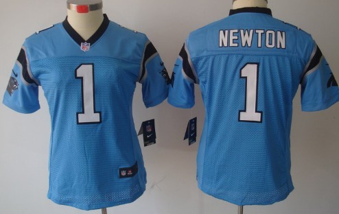 Nike Carolina Panthers #1 Cam Newton Light Blue Limited Womens Jersey 