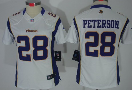 Nike Minnesota Vikings #28 Adrian Peterson White Limited Womens Jersey 