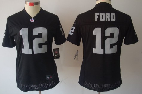 Nike Oakland Raiders #12 Jacoby Ford Black Limited Womens Jersey 