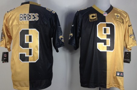 Nike New Orleans Saints #9 Drew Brees Black/Gold Two Tone Elite Jersey 