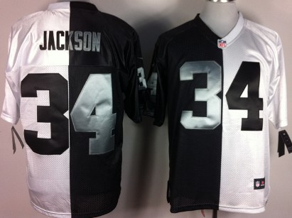 Nike Oakland Raiders #34 Bo Jackson Black/White Two Tone Elite Jersey 